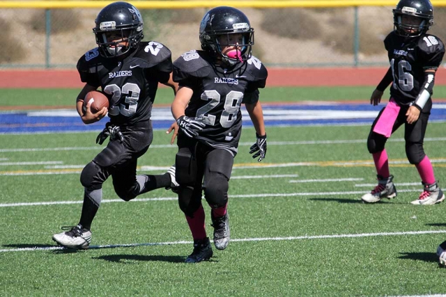 The Fillmore Raiders hosted their 2017 Homecoming games this past weekend here in Fillmore. Final Scores from Saturday, October 7th: Raiders Mighty Might Silver vs Carpinteria, 36-0, (Carpinteria); Raiders Mighty Might Black vs Santa Barbara, 14-6 (Raiders); Raiders Bantams vs Mid-Valley Silver, 28-10, (Raiders); Raiders Freshman vs LA Ducks, 0-12 (LA Ducks); Raiders Sophomores vs Santa Barbara, 7-6 (Santa Barbara); Raiders Juniors vs Santa Barbara, 30-14 (Santa Barbara); Raiders Seniors vs Camarillo Black, 26-16 (Camarillo Black). Photos by Crystal Gurrola.