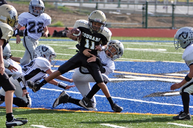 #27 Mathew Willmount makes a sure TD saving tackle.