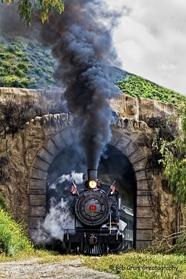 In a plume of smoke...#14 bursts out of the infamous Fillmore tunnel.