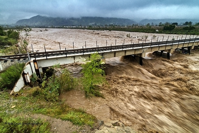 Sespe Creek overflow looking north.