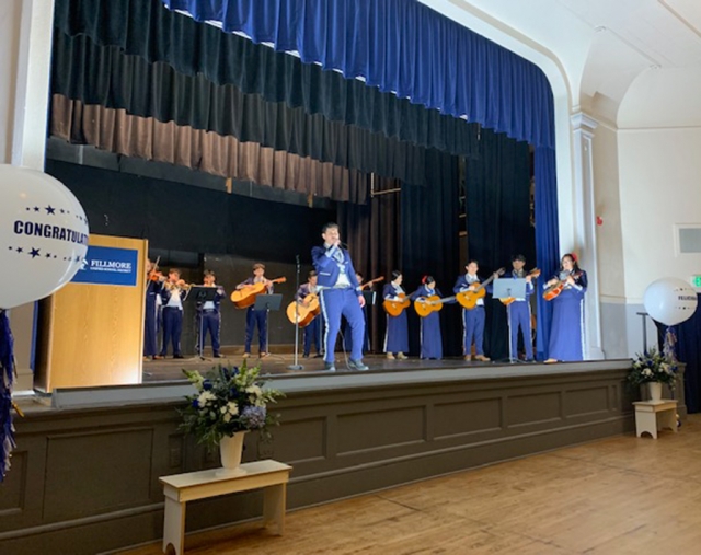 On Wednesday January 25th, Fillmore Unified honored 90 students who achieved reclassification. Los Rayos Mariachi from Fillmore High School opened the Reclassification with an amazing performance by student musicians. Ballet Folklorico Alma de Fillmore from Fillmore Middle School performed for their very first time during the celebration. Our honored speaker for the evening was Mr. Valdovinos Principal at Fillmore Middle School who shared a wonderful message with our students and families.  Congratulations to our students on this wonderful accomplishment. We are proud of you!