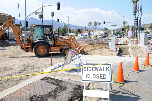 The Fillmore School District hired a contractor, Sunesys, to do some underground fiber optic work near the corner of Central Avenue and Highway 126. A sub-contractor hired by Sunesys to do some boring under the highway struck a 12-inch city water main on August 22, which caused extensive surface damage, making it necessary to replace a street light and electrical control box. Current work on the site involves replacing surface areas. Work is expected to be completed by September 20.