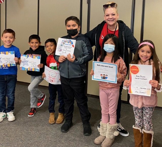 Pictured are some of Rio Vista Elementary academic award winners for the first trimester. Learning for All at Rio Vista! Courtesy Rio Vista Blog.
