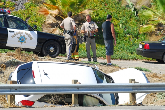 A single car roll-over occured on Tuesday afternoon, just west of Hopper Canyon.