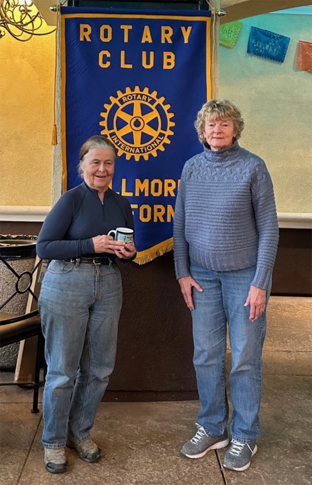 Pictured right is Rotarian Barb Filkins, last week’s speaker, and Rotary Past President Martha Richardson.