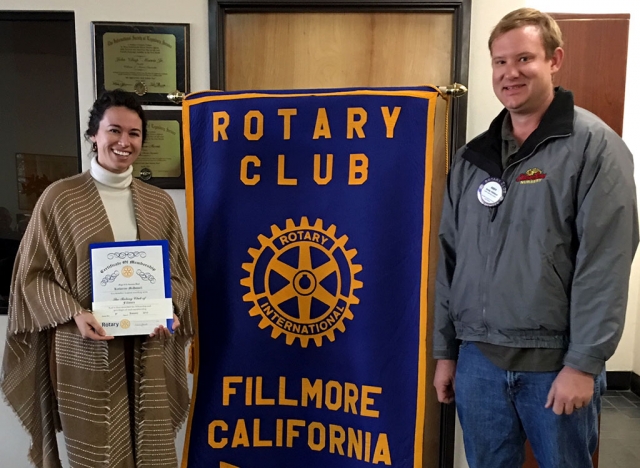 Fillmore Rotary Clubs Newest Inductee. President Andy Klittich inducted Rotary’s newest member Katharine McDowell, our new local Librarian.