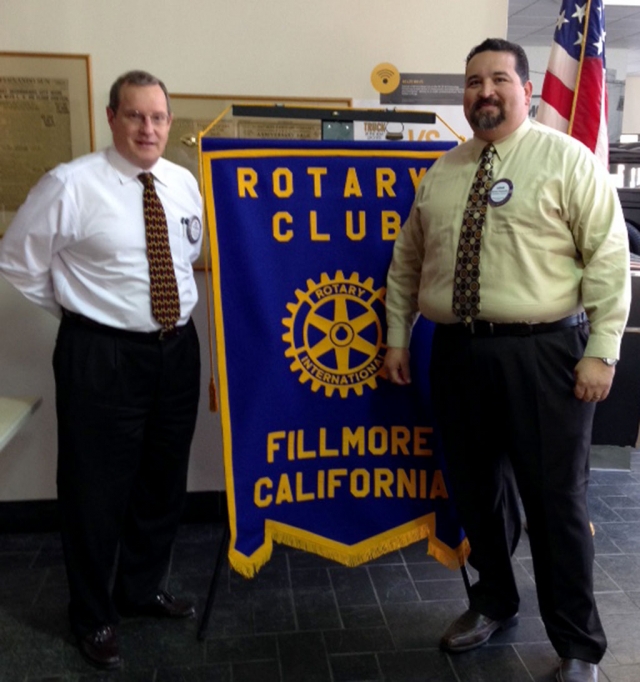 Kyle Wilson, President Elect and Adrian Palazuelos Superintendent of FUSD Adrian Palazuelos presented a program to the Rotary Club about the vision, core values and goals for the future of the FUSD; these are not just words, they are in action! They are looking at every aspect from the condition of the physical buildings to changing the attitudes of the students. The key is to provide a culture of high expectations where every student achieves future success.