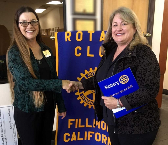 Fillmore Rotary Club Welcomes New Member. Rotary President Julie Latshaw inducted new member Renee
Swenson. 