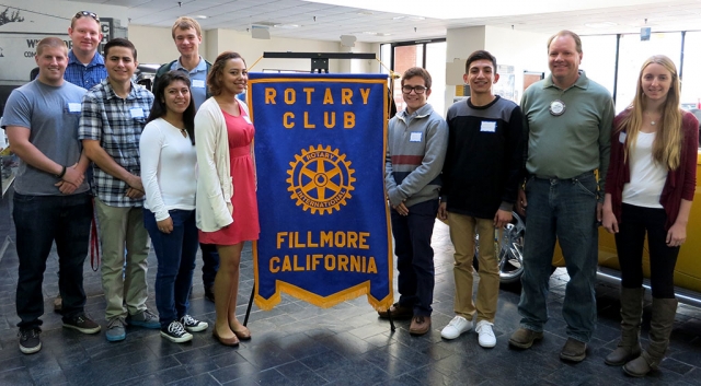 The Rotary scholarship winners and two of the committee members. (l-r) FHS Rotary scholarship winners were Chad Petuoglu, Andy Klittich committee member, Anthony Hurtado, Patricia Vasquez Cabrera, Timmy Klittich, Alinda Reyes, David Cadena, Jorge Hurtado, Scott Beylik committee member and Sara Beylik. The two absent committee members were Dick Richardson and Ed McFadden.
