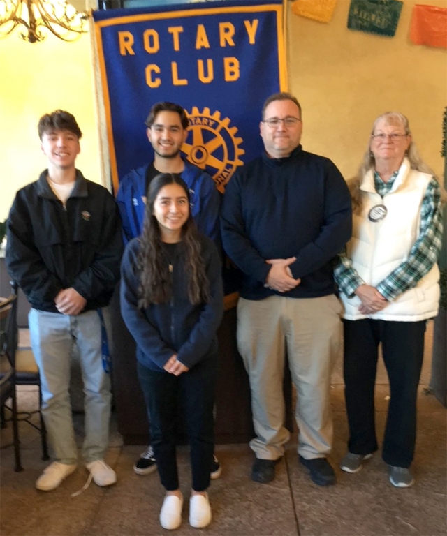 Guests from last week’s Fillmore Rotary meeting were introduced by Rotarian Cindy Blatt. Jeremiah MacMahon is the Interact Club Advisor. The Interact Club is the High School version of Rotary. They work on community service projects like making paper cranes for Peace Day, Trunk or Treat, decorating a Christmas tree downtown, and help us on our projects such as Josh the Otter. Three of their officers attended the meeting, Club President Andrea Laureano, Vice President Jack Morris and Secretary Sebastian Landeros. Pictured are this week’s guests Jack Morris, Sebastian Landeros, Jeremiah MacMahon, Advisor Cindy Blatt and pictured front, Andrea Laureano. Courtesy Rotarian Martha Richardson.