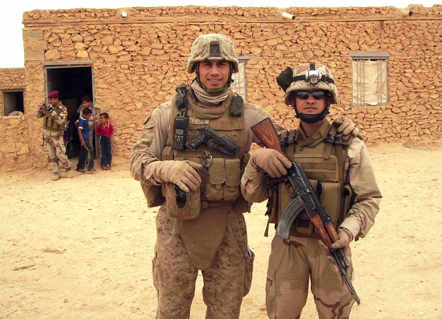 Above (left) U.S.M.C. First Lieutenant Marcos A. Ruvalcaba.