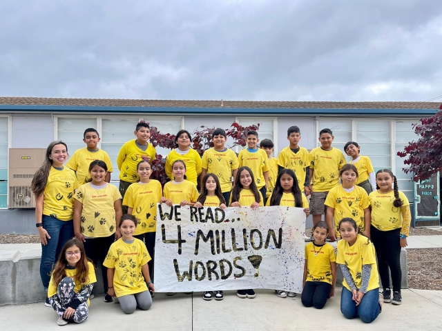 Congratulations to Ms. Gutierrez’s 3rd grade class, who read 4-million words this year and is now ready to take on the 4th grade! Courtesy https://www.blog.fillmore usd.org/san-cayetano-elementary-eagles-blog/2023/6/5/ms-gutierrezs-3rd-grade-class-read-4-million-words. 