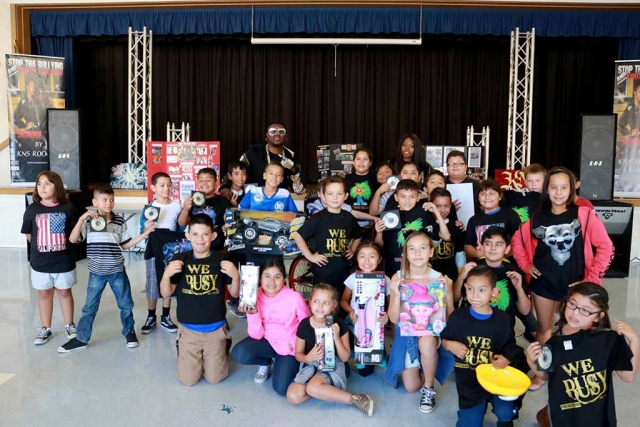 The past few week’s KNS Rockstar’s “We Busy Anti-Bullying School Tour,” passed through San Cayetano and Rio Vista Elementary schools to motivate kids to stop bullying. “The We Busy School Tour mission is to help kids stop bullying through music; to help them stay focus on their dreams instead hurting others or hurting themselves,” according to KNS Rockstar’s Facebook page. Photos courtesy KNS Rockstar.