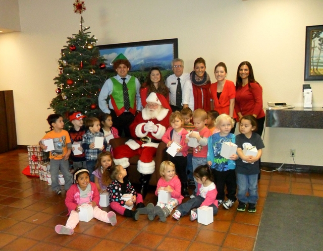 Santa visited Union Bank on Sespe Avenue last week and made the kids from Sonshine Preschool very happy.