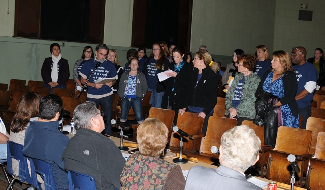 Faculty and parents attended Tuesday’s school board meeting to express concerns about the District’s leadership. 