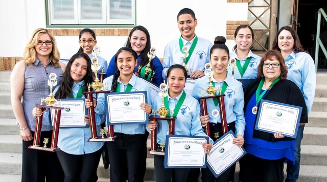 Congrats to Fillmore’s Migrant Debate Teams. Winners of the Migrant Debate Tournament on combined prepared and extemporaneous speech in English held at Oxnard High School on March 12, 2016 are pictured as follows; Fillmore Middle School Coach Marisela Gomez, Jimena Cortes, 6th grade, 2nd Place; Anahi Pascual, 8th grade, 1st Place; Perla Martinez, 8th grade, 3rd Place. Fillmore High School Coach Lorena Felix. Erik Magana, 9th grade, 1st Place; Mirella Magana, 9th grade, 2nd Place; Daniela Castillo, 11th grade, 1st Place; Daniela Orozco, 12th grade, 1st Place; Yulissa Fregoso, 12th grade, 1st Place. Five 1st place winners from Fillmore will be going to the Speech & Debate State Tourney in Fresno to represent Ventura County Region 17 for three days on May 13-15, 2016. Photo Courtesy Bob Crum.