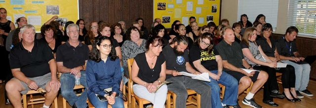 Tuesday night’s Fillmore Unified School District meeting was lively with a new teacher work calendar for school year 2017-2018 the bone of contention between the District and FUTA. Teachers, above wore black as a protest to the ongoing negotiations.