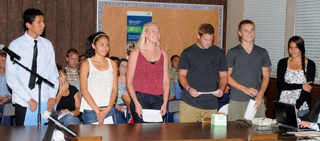 The August 19 school board meeting began with Public Comments as six FHS students addressed the Board announcing their sports plans for the coming semester. They included: Francisco Erazo-Cross Country, Alexis Tafoya-Cross Country, Chad Petuoglu-Football, Santana Carrera-Cheer, Sarah Scott-Cheer, and Hayden Wright-Football.