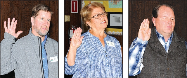 Re-elected FUSD board members were sworn in at last night’s board meeting. (l-r) Returning to the board were Sean Morris, Lucy Rangel, and Scott Beylik.