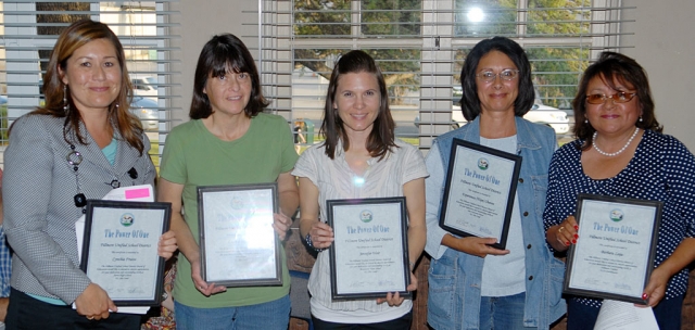 Above are the recipients of “The Power of One” award, (l-r) Cynthia Frutos, Luanne Schaper, Jennifer Weir, Esperanza (Hope) Chavez, and Barbar Leija.