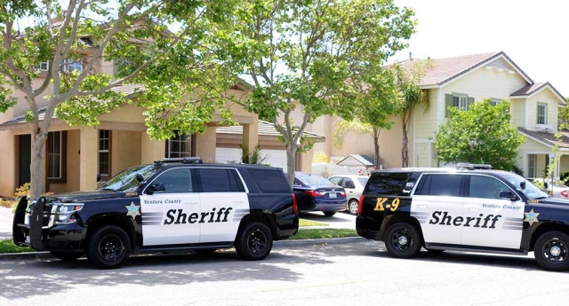 Ventura County Sheriffs surrounded a house in the 700 block of River Street Saturday, April 22 in the City of Fillmore. Police blocked off the street from through traffic at noon while the search spilled over into the neighbor’s yards, and a K9 was called in. Neighboring residents stayed in their homes while police enter the targeted residence. No arrests were confirmed.