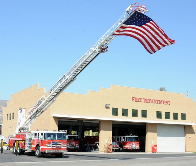Fillmore Fire Department raised the flag in memory of 9/11. 