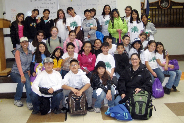 Mrs. Silva and Miss Cornejo at The Outdoor School with the 5th graders who went camping.
