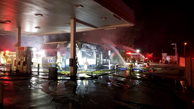 On Saturday, April 23rd at 8:19pm, Fillmore Fire crews responded quickly to reports of a fire at the Shell Gas Station on Highway 126 and Santa Clara Street. Crews were able to contain the fire to the station and extinguish it quickly. Cause of the fire is under investigation. The fire came four days after a semi-truck, traveling westbound on Ventura Street crashed into a parked car and struck at least two diesel gas pumps before crashing into the east side of the station, completely destroying the east end of the building. A Palm tree and light pole were also destroyed in the crash. Photo credit Gazette Staff. Information courtesy Angel Esquivel-AE News. 