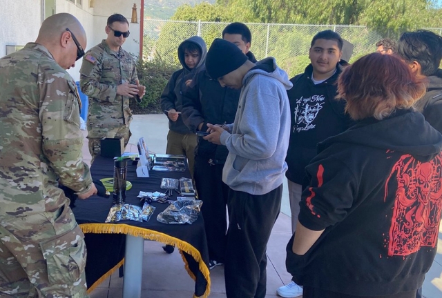 Last week Sierra High Warriors had a chance to learn more about the US Army. The students had great questions and tried to earn a T-shirt for doing push-ups. Courtesy Sierra High School Warriors Blog.