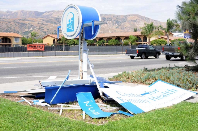 Wednesday, July 20th at approximately 10:22pm a drunk driver in a red Dodge Dakota pick up truck crashed into the Center for Family Health sign on the corner of Ventura and B Street.