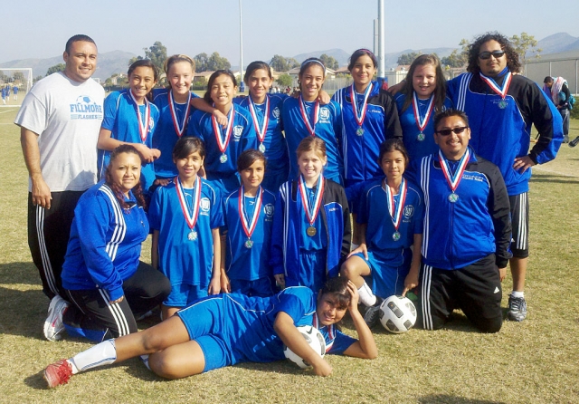 The Fillmore 12&U All-Star team did a great job in Camarillo. They competed against Ventura, Santa Barbara, Santa Paula, North Oxnard, and Camarillo. They won each game. The girls will continue on to Bakersfield for a chance to win the Region Championship. Pictured above Top row: left Grace Topete, Reylene Martinez, Alicia Olvera, Ryan Nunez, Jada Avila, Calista Vaca, Yuliana Magana. BOTTOM: Jocelyn Munoz, Stephanie Magana, Salma Gomez, Luz Ruiz and Tori Villegas. Thank you to coaches Arnold Munoz, Jose Vaca (Bubba), Omero Martinez (Homer).