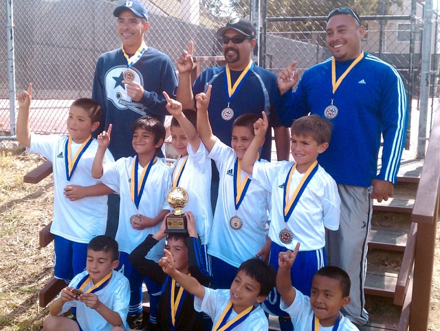 Fillmore Dream Soccer Club U-8 boys participated in the Cal Pal State Soccer Tournament on May 14 and 15. Fillmore Dream won the championship and took 1st place. They defeated Aztecas from Oxnard 3 to 2. The parents and coaches are very proud of these boys for there hard work and dedication they give every single game. Keep up the good work !! “ GO FILLMORE DREAM SOCCER CLUB”! Pictured top row (l-r) Coaches : Francisco Garibay, Damian Magana, Omero Martinez Players : Middle row (l-r) Ricky Calderon, Michael Garibay, Anthony Magana, Damian Magana Jr., Oden Rosten. Bottom row (l-r) Andy Becerra, Damon Villa, Adrian Martinez, Javier Mendez.