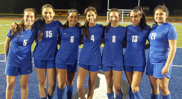 On January 25th the Flashes hosted the Malibu Sharks and beat them with a final score of 7 – 0. The Flashes were led by Andrea Marruffo with 3 goals, 3 assist, Ana Covarrubias with 2 goals, 2 assist and Aaliah Alfaro, Breanna Lopez with goal each. Also the Lady Flashes recognized 7 seniors this year pictured above (l-r) seniors Breanna Lopez, Susie Garcia, Cecilia Cisneros, Sophia Garibay, Aaliyah Alfaro, Andrea Marruffo and Aaliyah Lopez. Thank You lady’s for all the memories. Submitted by Head Coach Omero Martinez.