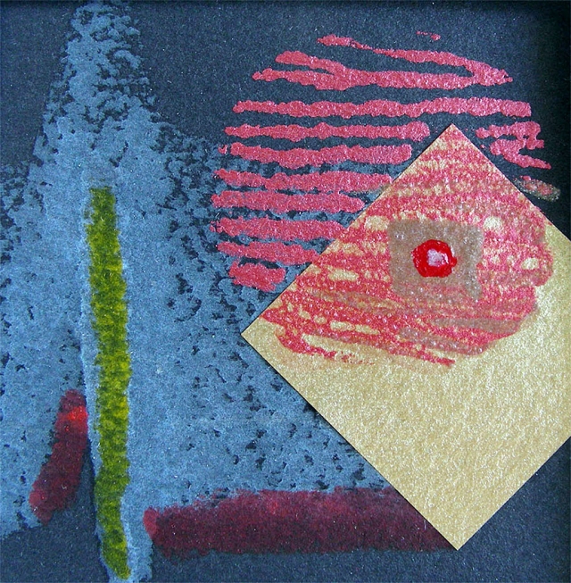 Southwest II by Karen Brown, encaustic (wax) monoprint with chine colle (2007), is just one of the beautiful, perfect-for-gift-giving, pieces available at the Ventura College “Small Images” Exhibit beginning November 19.