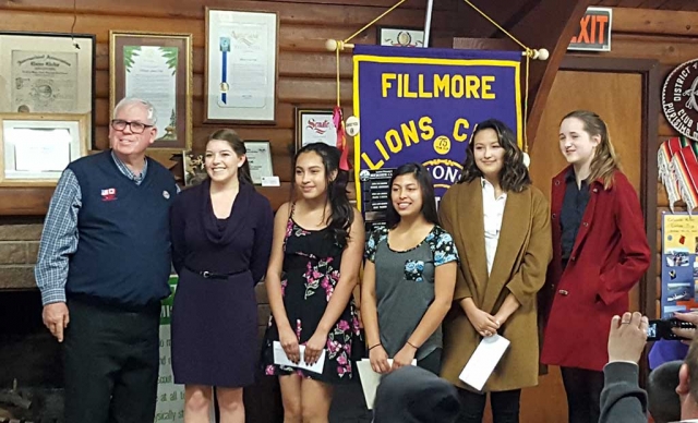 This year’s topic of the 79th Annual Lions Club Speaker Contest was “Liberty and Justice for All”: What does it mean to you? The contest was held on Monday, February 1st at the Lions’ Scout House at 7pm. Participating students were: Esmeralda Arroyo 9th grade, Veronica Garcia 10th grade, Jene Tarango 11th grade, Hannah Bartels 10th grade, and Rachael Pace 12th grade. Judges were Rev. Dr. Harvey Guthrie, Sue Cuttriss and Dr. Cynthia King. The winner was Hannah Bartels, far right, taking home the $100 prize. The runners-up received $25, if the speech was at least 5 minutes long.