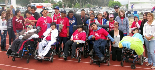 Team Fillmore participated in the 2011 Special Olympics School Games at Nordoff High School on Saturday, May 7, 2011. The students with moderate to severe disabilities competed in track events including running, walking, wheelchair, and assisted races, as well as, the tennis ball drop/throw, softball throw, and the standing long jump field events. The Fillmore team competed against other Ventura County teams. Participants for Team Fillmore and events: Michael Delgadillo: 10 m wheelchair race, tennis ball drop. Leo Magana: 50 M dash, standing long jump, Jessica Ramirez: 25M dash, tennis ball drop, Fabian Nieto: 10 M wheelchair, tennis ball throw, Nathan Palacio: 10 M wheelchair, tennis ball drop, Jose Hernandez: 25 M dash, softball throw, Kislev Valenzuela: 10 M assisted walk, tennis ball throw, Marco Cardenas: 100M dash, softball throw, Jorge Escobedo: 100M dash, softball throw, Paola Lozano: 100M dash, softball throw, Anna Maldonado: 100M dash, standing long jump, Jamie Rhett: 100M, softball throw, Brandon Sears: 100M dash, softball throw, Jessica Sears: 100M dash, softball throw, Alex Soriano: 100M dash, softball throw, Lizette Martinez: 50 M dash, standing long jump, Layiah Cook: 25 M dash, tennis ball throw. [Courtesy Stacia Helmer, F.H.S. Special Education]