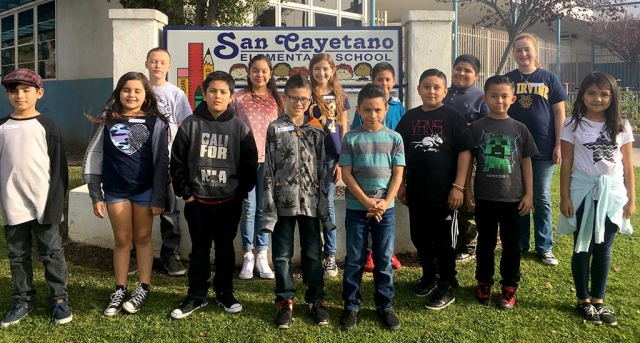 Pictured above are San Cayetano Elementary 3rd - 5th grade students who participated in the this year’s school Spelling Bee which took place Monday, January 29th. 3rd grade students: Saul Fraga-Sandoval, Kamila Maldonado, Paul Pacheco, Ricardo Quilo, Sienna Altamirano, Luis Navarro. 4th grade students: Giovanni Alcala, Jose Alcarez, Emma Victor, Jesse Cavazos,  Jirhet Cruz, Jonas Ramirez. 5th grade students: Nadia Palazuelos, Diana Santa Rosa, Presley McLain, Nolan McKeen.