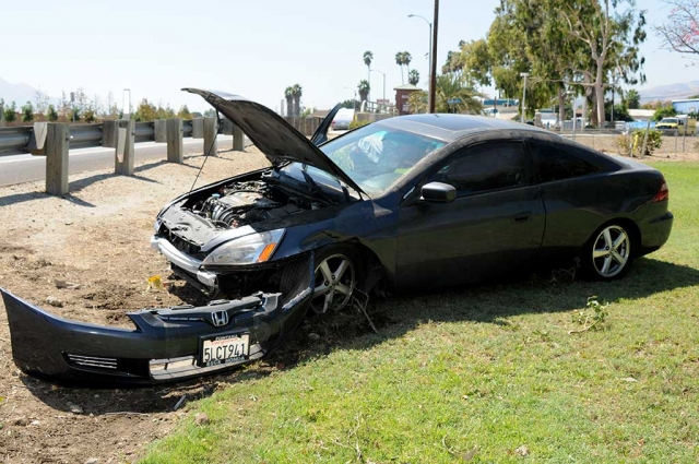 On Tuesday, September 12th at 1:44pm a Honda slammed into the stop sign and guardrail near Ventura and Santa Clara Street and rolled. No injuries were reported for the driver, there were no passengers. Cause of the accident is under investigation.