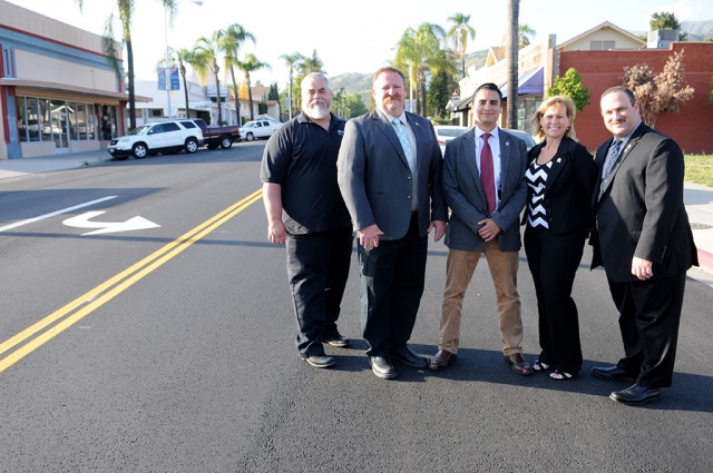Our City Council can take satisfaction in the street paving program which has now begun. (l-r) City Council members Steve Conaway, Rick Neal, Manuel Minjares, Diane McCall, and Doug Tucker. Fillmore is quickly recovering from a lengthy fiscal slump, during which our streets have, of necessity, been neglected. The new council can take credit for the remarkable recovery the city has experienced during the past year.
