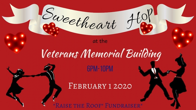 The 2nd Annual Sweetheart Hop is part of the “Raise the Roof” Fundraiser series with the Veterans of Foreign Wars Fillmore Post 9637 and the Fillmore-Piru Veterans Memorial District. Our wonderful community building needs a new roof and a few other renovations, so why not have fun while we “Raise the Roof” on February 1st 2020 at the Veterans Memorial Building? Come out for a night of dinner, dessert, dancing live music performance, cash bar, photo-op plus silent auction! Ticket options to be announced. To sponsor a table, contact City of Fillmore Parks and Recreation Department at 524-1500 ext 713.