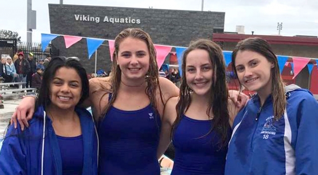 Pictured (l-r) is the Fillmore High Girls Relay Team: Daisy Santa Rosa, Katrionna Furness, Natalie Couse, and Erin Berrington.