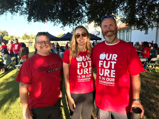 On Monday, August 12th Fillmore Unified School District teachers gathered for a welcome back goodies from the FUTA, and breakfast hosted by FUSD. Many teachers were wearing red to protest the actions of the Fillmore Unified School District managers. Teachers are currently in negotiations with FUSD regarding living wages ad health care. Photos courtesy Fillmore Unified Teacher’s Association Facebook page.