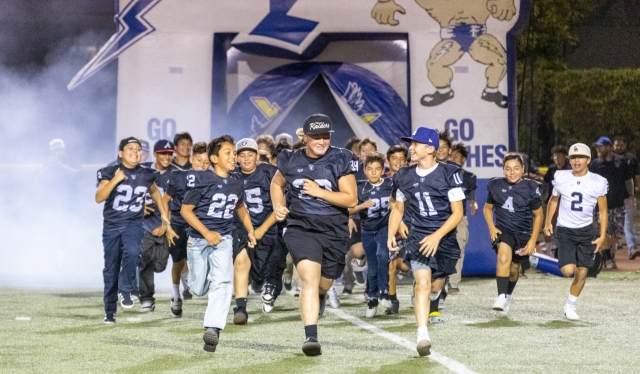 Due to the extreme 100 plus heat last week, the Fillmore Flashes changed their Friday night game to Thursday, September 5, at 7:30pm. The Flashes also held their annual Youth Night where the Fillmore Raider Youth Football & Cheer Teams joined the Flashes in running out onto the field to begin their game against Buena High School. Photo credit Crystal Gurrola. Blue & White Night (FHS Homecoming Parade) takes place on Thursday evening, September 19.