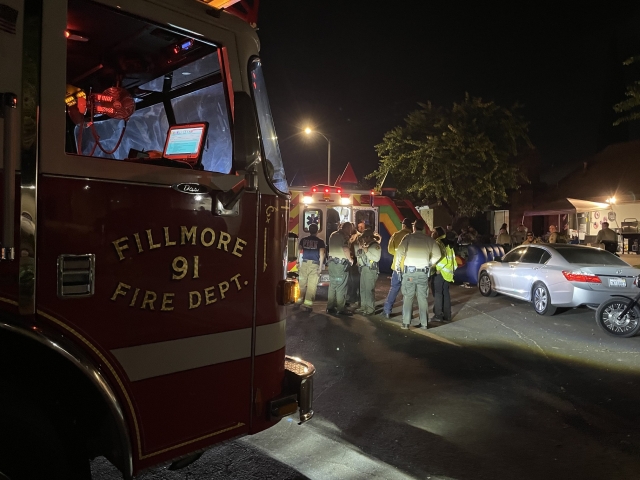 On Thursday, July 4th, at 10:50 p.m., the Fillmore Police Department, Ventura County Sheriff’s Bomb Squad, and AMR Paramedics responded to a reported fireworks injury in the 100 block of Surrey Way. Arriving firefighters found a male subject with a minor injury to the hand, on scene paramedics treated the subject at the scene and was transported to a local hospital and was arrested for possession for Illegal fireworks. A second female subject suffered major injury to the hand, the subject was not cited nor any enforcement has been taken on her but deputies are serving her within the ministrator citation. While firefighters were on scene the female subject boyfriend started assaulting Fillmore Fire and Sheriff personal. Fillmore Police are still looking into issuing a citation for a violation, due to deputies locating Illegal fireworks at the residence. Photo credit Angel Esquivel-Firephoto_91.