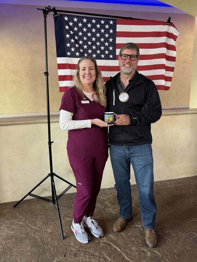 Rotarian Tracy Stewart gave a Kraft Talk last week at Fillmore Rotary. Periodically a member will talk about their life and give insights about themselves which we may not know at a regular meeting. Tracy told about all the various jobs she’s held and different places she’s lived before and after she was married. She and her husband, Avery, own a steel company and enjoy living in the country. She also talked about her three grown daughters and what they are doing with their lives. Pictured (l-r) is Tracy Stewart Speaker & Rotarian Sean Morris. Photo credit Martha Richardson.