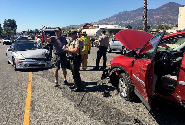 Two vehicles collided on Highway 126 in front of Carl's Jr. Minor injuries were reported.
