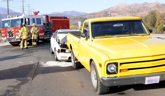 On Monday, December 18th at 2:52pm a collision occurred near Grimes Canyon Road and Bardsdale Avenue. A white Honda Accord rear-ended a yellow truck. There were no injuries reported at the time of the accident, and the cause is still under investigation.