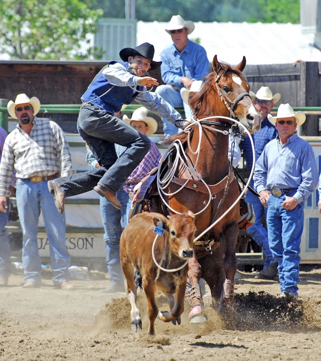 Tyler Forsberg does his stuff in Tie Down Roping. Photo Courtesy Tonia Forsberg.