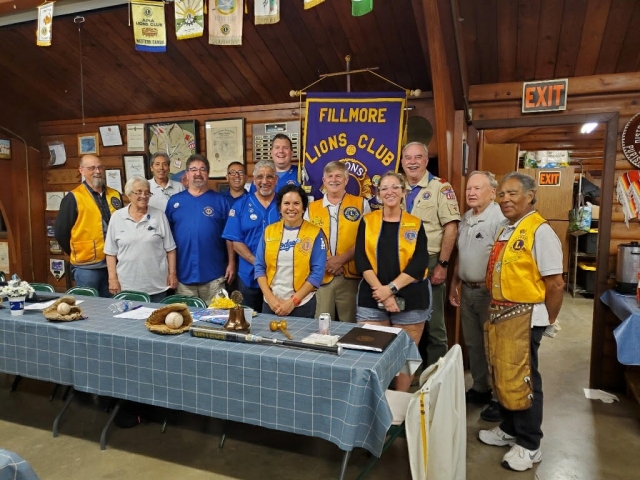 On October 2nd, 2023, Lions Club District Governor Rich Cervantes came to the Fillmore Lions Club meeting to give a presentation. It was a great turnout and dinner. Cervantes, an avid Dodgers fan, had lots of knowledge to bestow to the club. His first order of business was to swear in Fillmore’s newest member, Brandy Hollis, who is sponsored by Josh Overton. New and continued membership is vital to keep clubs like this in the community. If you would like information on becoming a Lions Club member or all the services Lions Club offers you can text Steve at 805-904-5424.