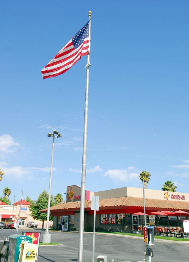 Thanks to Carls Jr. corporate office for getting on the ball and raising a new American flag, after a little nudge from The Gazette.